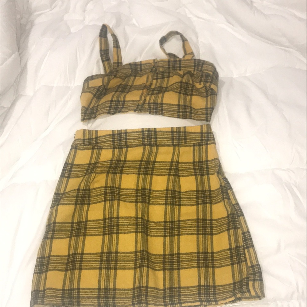 Yellow plaid two piece